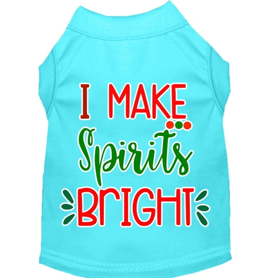 Mirage Pet I Make Spirits Bright Screen Print Dog Shirt Aqua XL