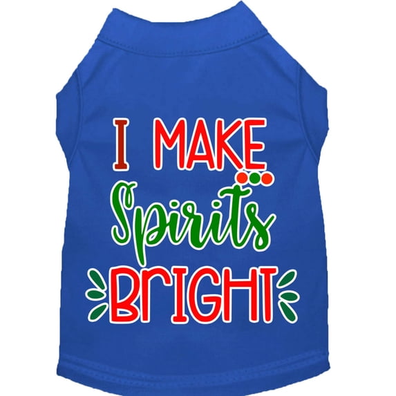Mirage Pet I Make Spirits Bright Screen Print Dog Shirt Blue XS