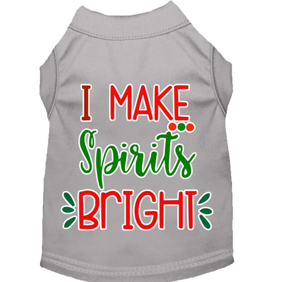 Christmas Pet Dog Cat Shirt Screen Printed, "I Make Spirits Bright"