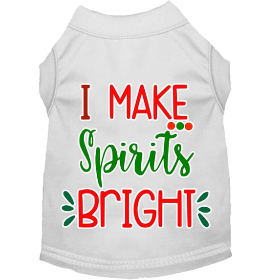 Christmas Pet Dog Cat Shirt Screen Printed, "I Make Spirits Bright"