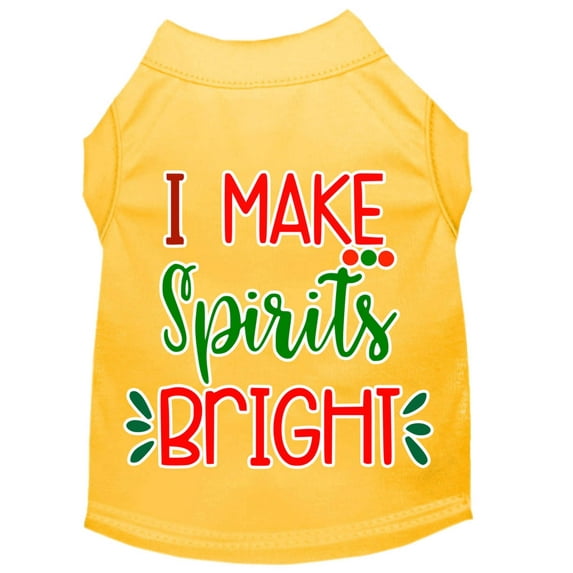 Mirage Pet I Make Spirits Bright Screen Print Dog Shirt Yellow XXXL