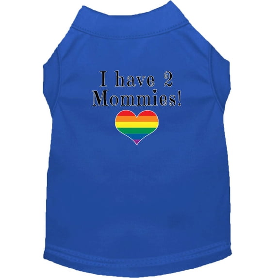 Pet Dog Cat Shirt Screen Printed, "I Have Two Mommies"