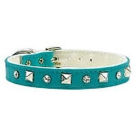 Mirage Pet "Just the Basics" Crystal and Pyramid Collars Turquoise 16