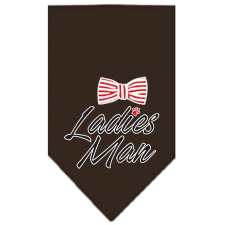 Mirage Pet Ladies Man Screen Print Bandana, Brown - Large