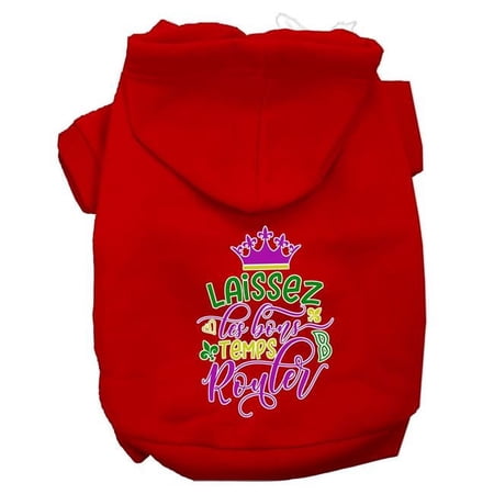 Mirage Pet Laissez Les Bons Temps Rouler Screen Print Mardi Gras Dog Hoodie, Red - Extra Small