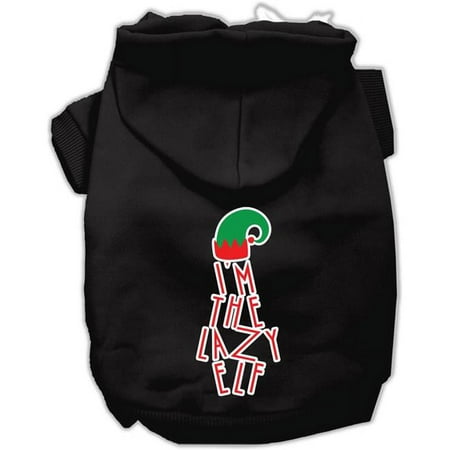 Mirage Pet Lazy Elf Screen Print Pet Hoodie, Black - Medium
