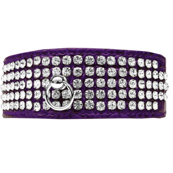 Mirage Pet Leather Rhinestone Dog Collar, Purple, XL