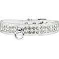 thumbnail image 1 of Mirage Pet Leather Rhinestone Dog Collar, White, XL, 1 of 2