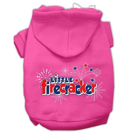 Mirage Pet Little Firecracker Screen Print Pet Hoodies, Bright Pink - Extra Small