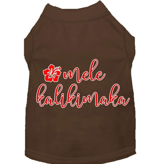 Mirage Pet Mele Kalikimaka Screen Print Dog Shirt Brown XXL