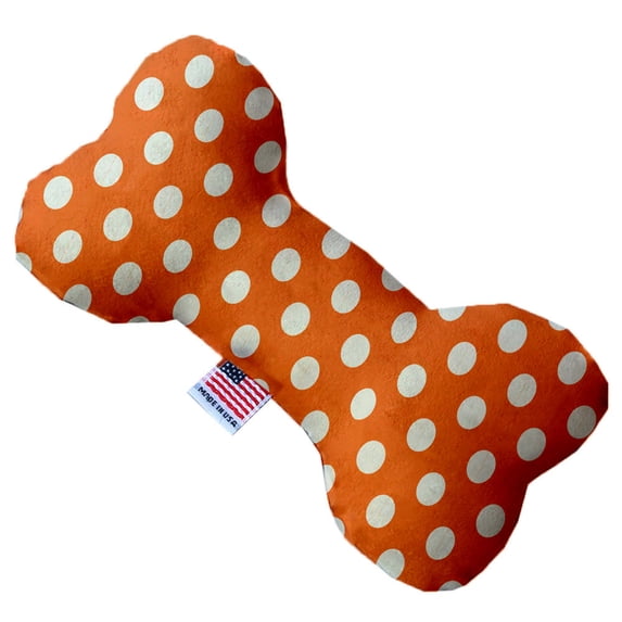 Mirage Pet 1249-SFTYBN10 Melon Orange Swiss Dots 10 in. Stuffing Free Bone Dog Toy