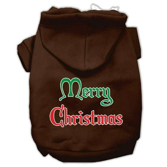 Mirage Pet Merry Christmas Screen Print Pet Hoodies Brown Size Med