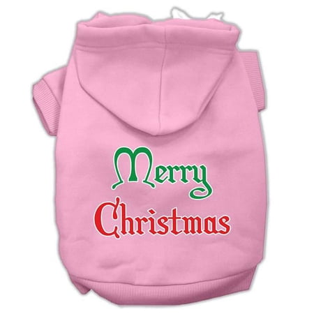 Mirage Pet Merry Christmas Screen Print Pet Hoodies, Light Pink - Small