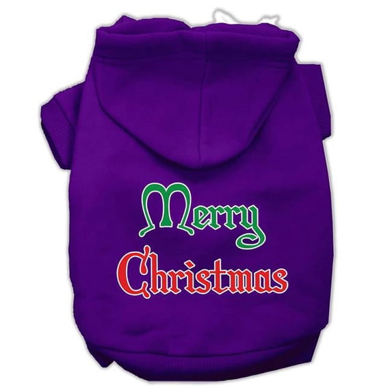 Mirage Pet Merry Christmas Screen Print Pet Hoodies, Purple - Extra Large