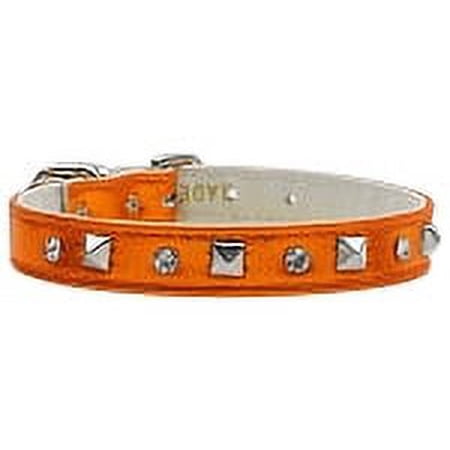 Mirage Pet Metallic Crystal and Pyramid Collars Orange MTL 14