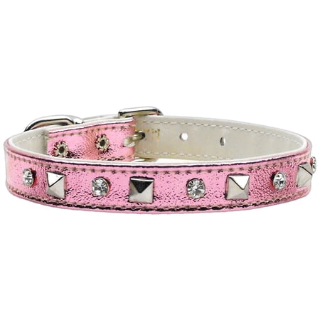 Mirage Pet Metallic Crystal and Pyramid Collars Pink MTL 12