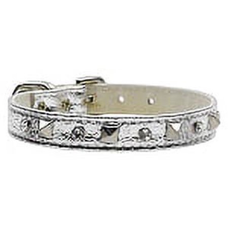 Mirage Pet Metallic Crystal and Pyramid Collars Silver 16