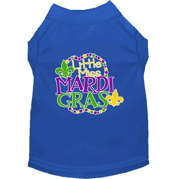 Mirage Pet Miss Mardi Gras Screen Print Mardi Gras Dog Shirt Blue XXXL