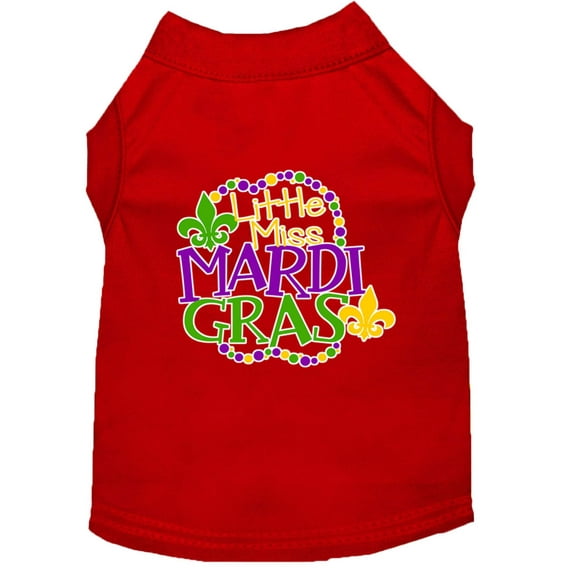 Pet Dog Cat Shirt Screen Printed, "Little Miss Mardi Gras"