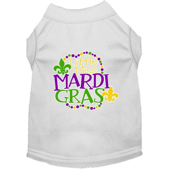 Pet Dog Cat Shirt Screen Printed, "Little Miss Mardi Gras"
