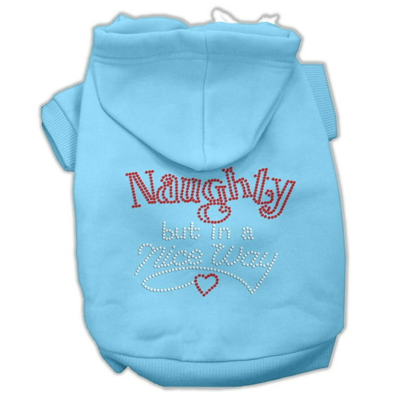 Christmas Rhinestone Pet, Dog Cat Hoodie, "Naughty, But In A Nice Way"