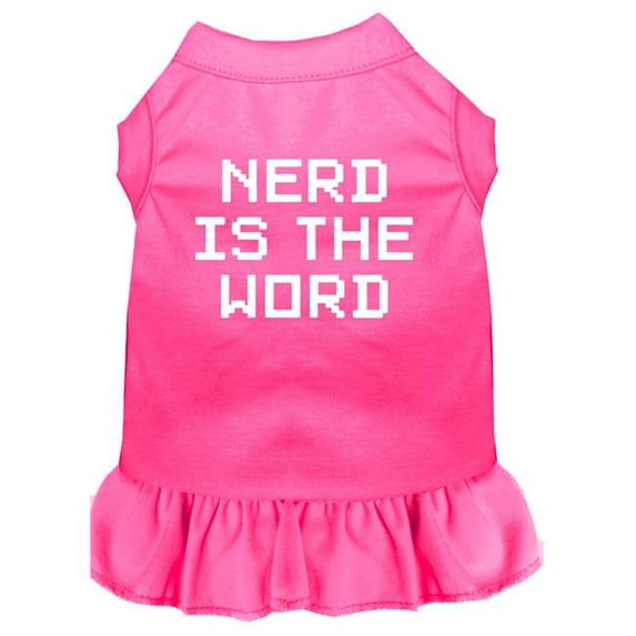 Mirage Pet Nerd is the Word Screen Print Dress, Bright Pink - Extra Small 8