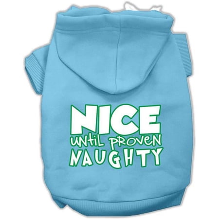Mirage Pet Nice Until Proven Naughty Screen Print Pet Hoodie, Baby Blue - Extra Large