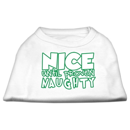 Mirage Pet Nice until proven Naughty Screen Print Pet Shirt White Lg