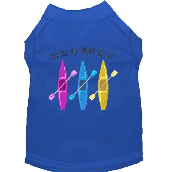 Mirage Pet Not All Who Wander Embroidered Dog Shirt, Blue - Large