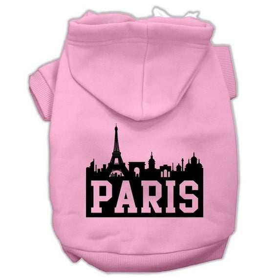 Mirage Pet Paris Skyline Screen Print Pet Hoodies, Light Pink - Large 14
