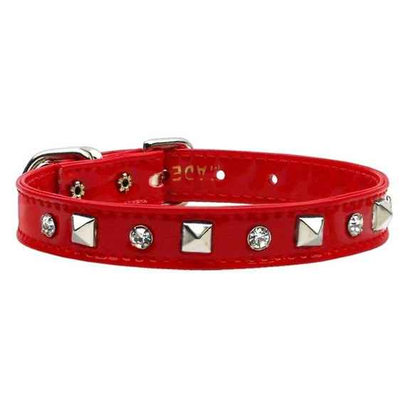 Dog, Puppy and Pet Collar, "Patent Crystal Pyramid"