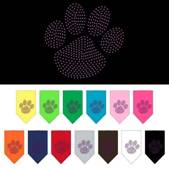 Mirage Pet Products Paw Purple Rhinestone Bandana, Small, Lime Green