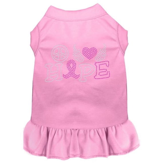 Mirage Pet Peace Love Hope Breast Cancer Rhinestone Pet Dress, Light Pink - Large