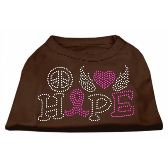 Mirage Pet Peace Love Hope Breast Cancer Rhinestone Pet Shirt, Brown - Small