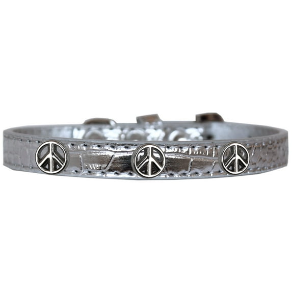 Mirage Pet Peace Sign Widget Croc Dog Collar Silver Size 16