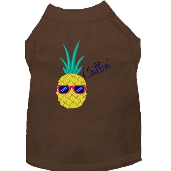 Mirage Pet Pineapple Chillin Embroidered Dog Shirt, Brown - Large