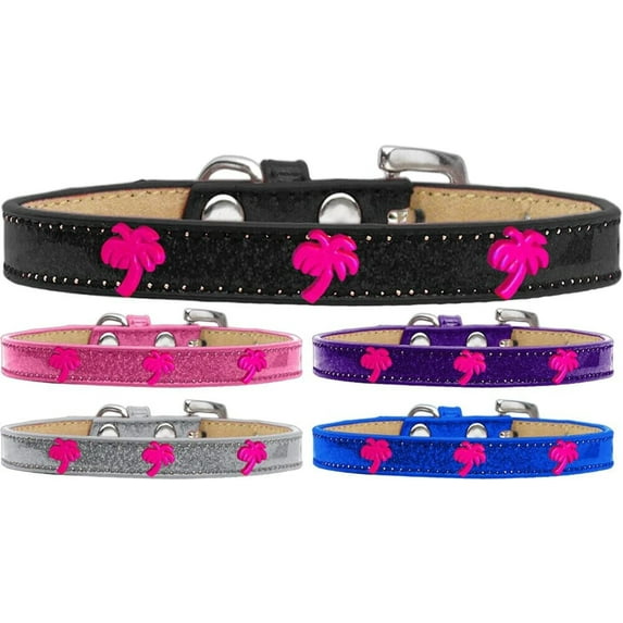 pink palm tree widget dog collar blue ice cream size 10