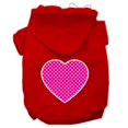 thumbnail image 1 of Pet Dog  Cat Hoodie Screen Printed, "Pink Swiss Dots Heart", 1 of 11