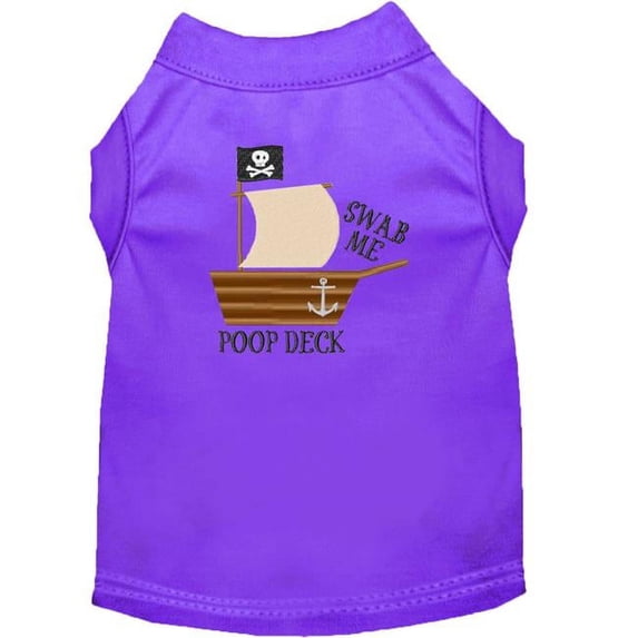 Mirage Pet Poop Deck Embroidered Dog Shirt, Purple - Extra Large