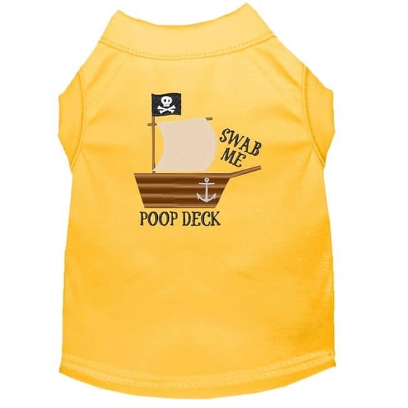 Mirage Pet Poop Deck Embroidered Dog Shirt, Yellow - Large