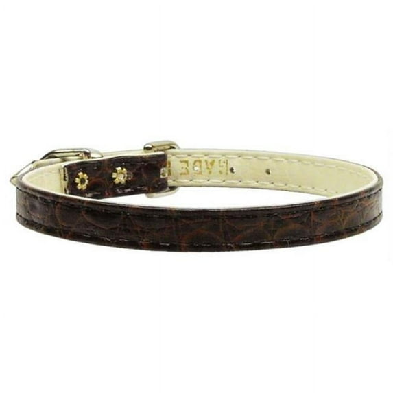 Mirage Pet Faux Snake Skin 3/8" Plain Collar Brown 14