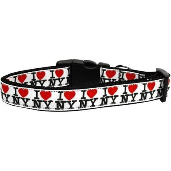 Mirage Pet Products 125-096 MD I Heart NY Ribbon Dog Collars Medium