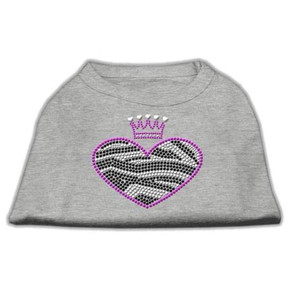 Mirage Pet Products 52-87 XLGY Zebra Heart Rhinestone Dog Shirt Grey XL - 16