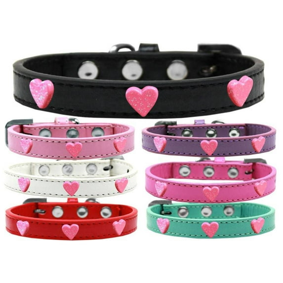 Dog, Puppy Pet Widget Fashion Collar, "Pink Glitter Heart"