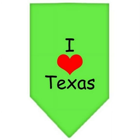Mirage Pet I Heart Texas Screen Print Bandana Lime Green Large