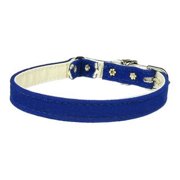 Mirage Pet Velvet 3/8" Plain Cat Collar w/ Band Blue 10