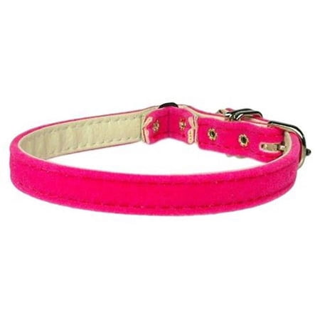 Mirage Pet Velvet 3/8" Plain Cat Collar w/ Band Pink 10