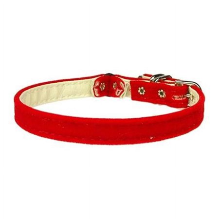 Velvet 3/8" Plain Cat Collar w/ Band Red 12