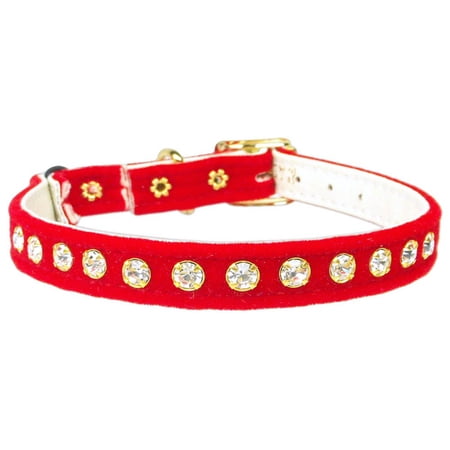 Premium Cat Safety With Band Collar, "Velvet One Row Rhinestone"
