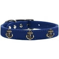 thumbnail image 1 of Mirage Pet Products 83-102 BL14 Bronze Anchor Widget Genuine Leather Dog Collar, Size 14, Blue, 1 of 2